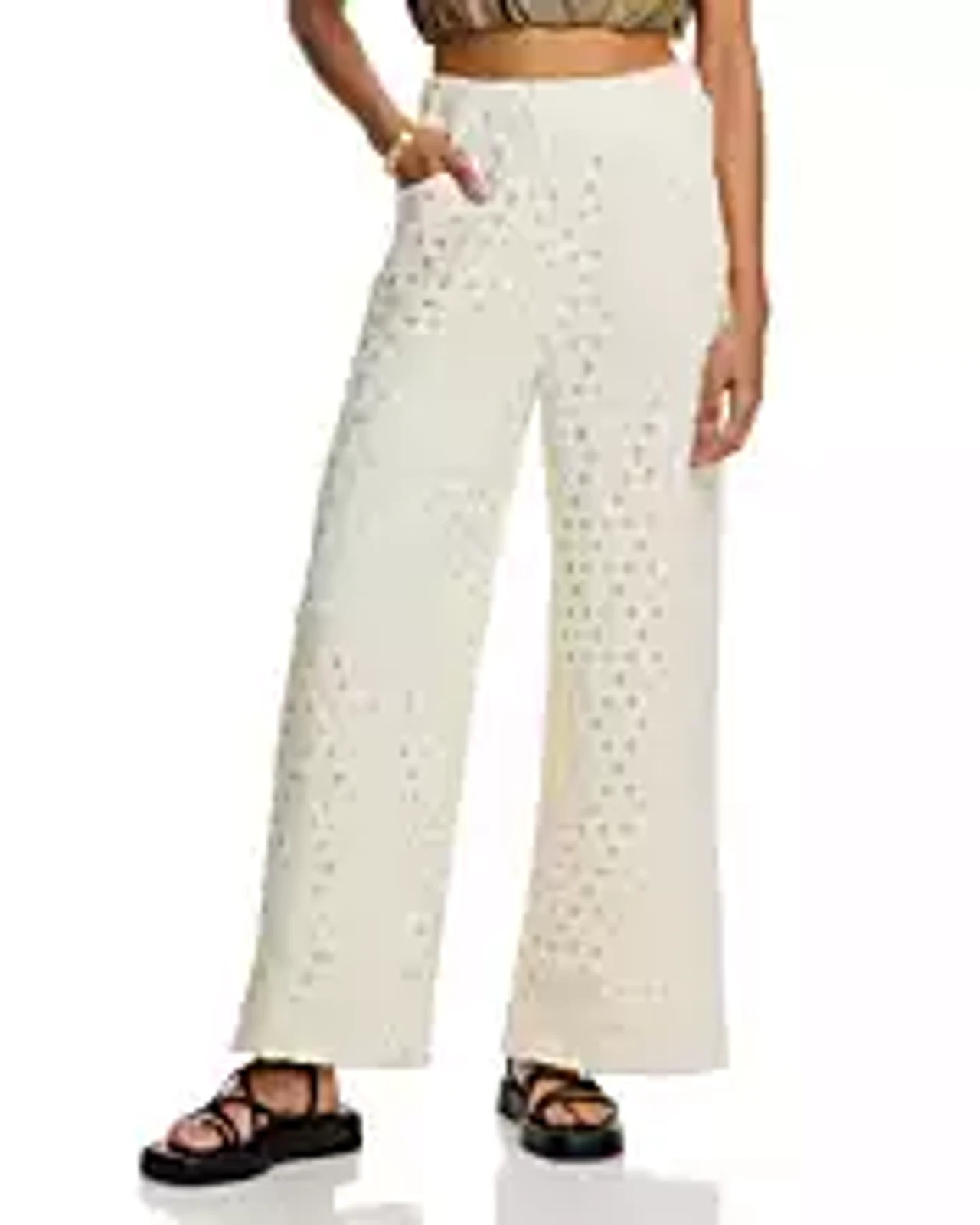 Line & Dot Crocheted Cream Bowen Pants Size M Nwt